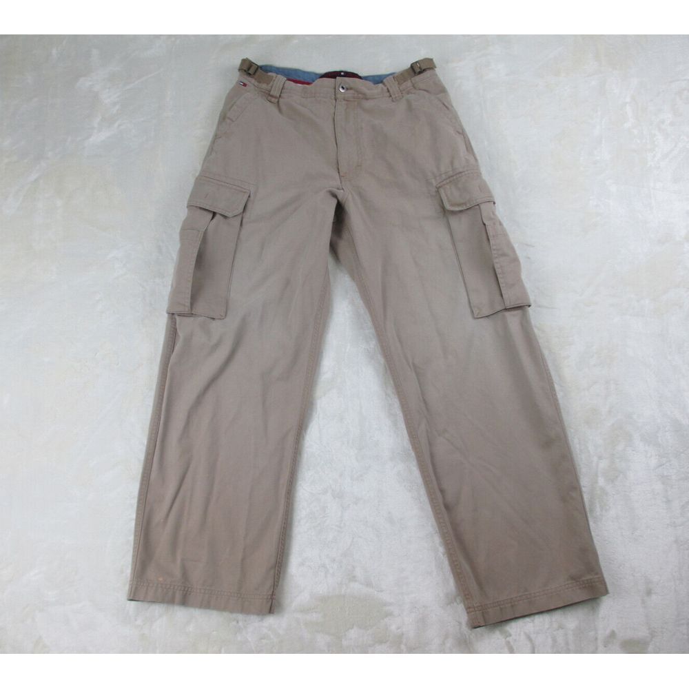 VINTAGE Tommy Hilfiger Pants Mens 31 Brown Denim Jeans Cargo 00s Casual 31X30*